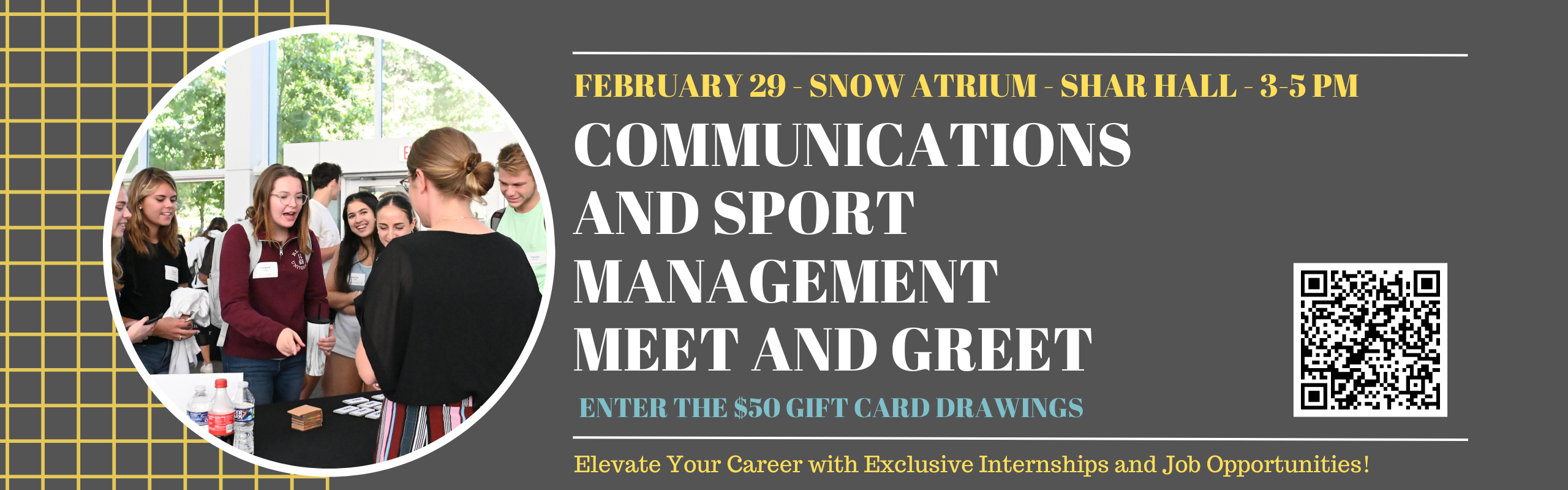 COM MEET AND GREET FEB 29 20 EMPLOYERS JOBS AND INTERNSHIPS REVIEW THE FULL LIST ON THE ELON JOB NETWORK SNOW ATRIUM FROM 3-5 PM