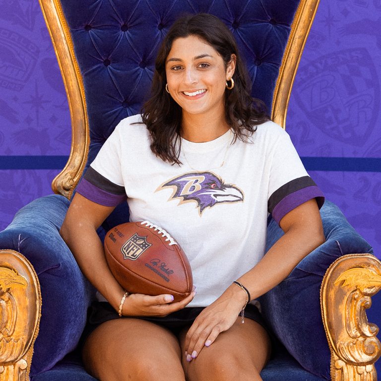 Elon alumna Gabrielle Chambers with Ravens