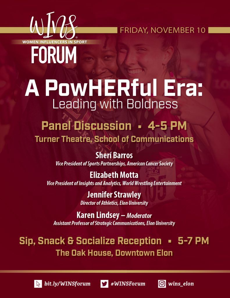 Red program ad with information about the forum's 4 p.m. panel and 5 p.m. reception.