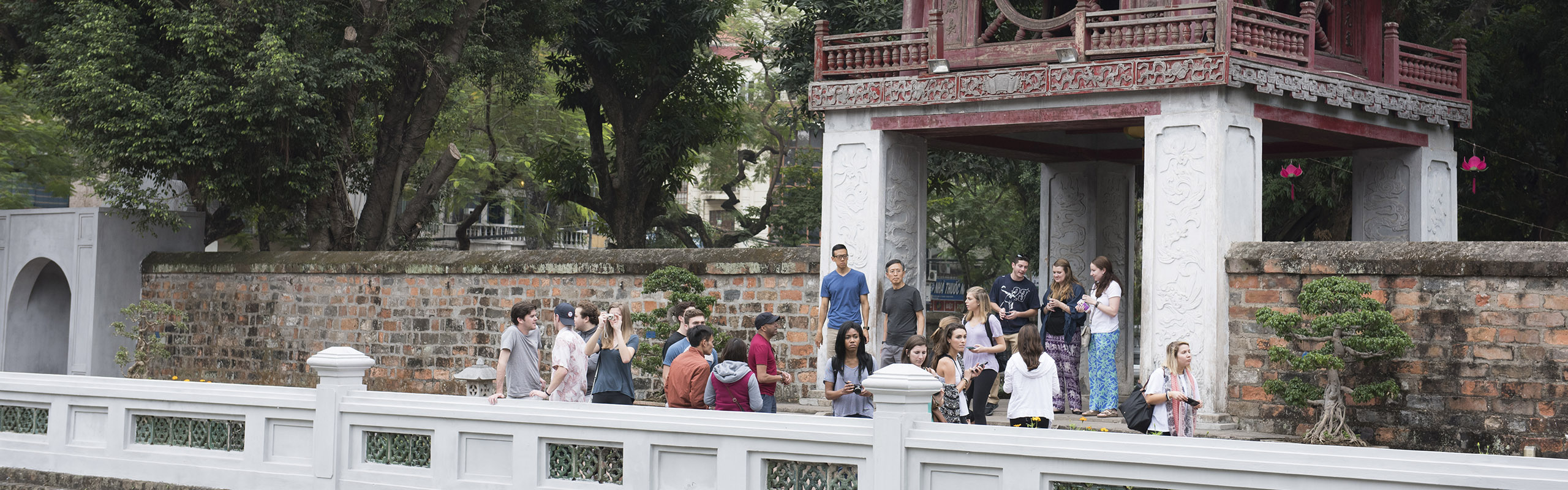 Students in the Business in the Pacific Rim course tour cultural sites in Hanoi, Vietnam.