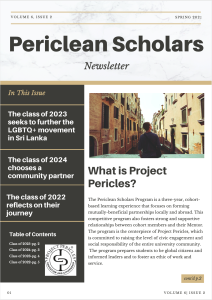 Screenshot of Periclean Scholars Spring 2022 Newsletter