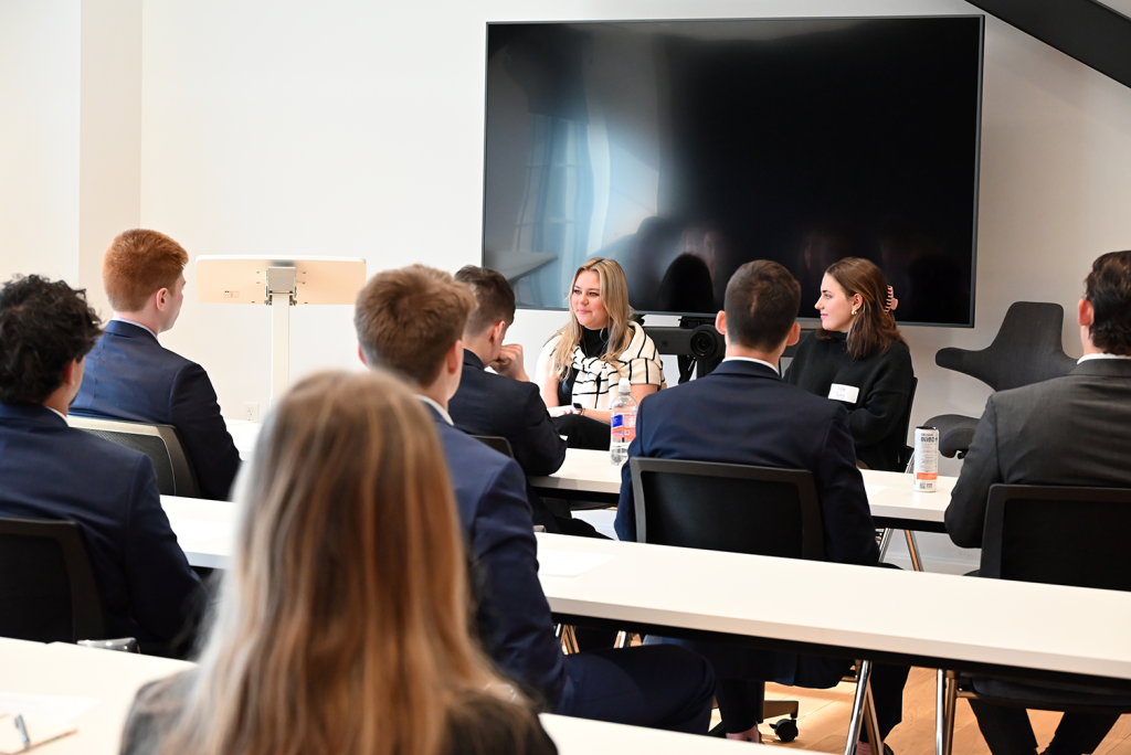Anna Terry '23 presenting to Business Fellows at Elon University