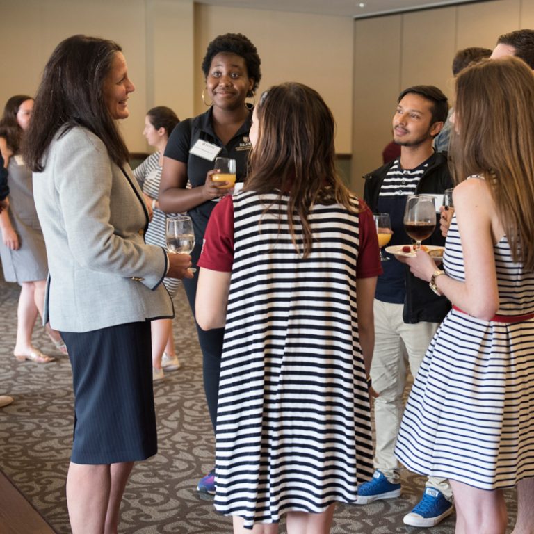 President-elect Connie Book meets with Elon students.
