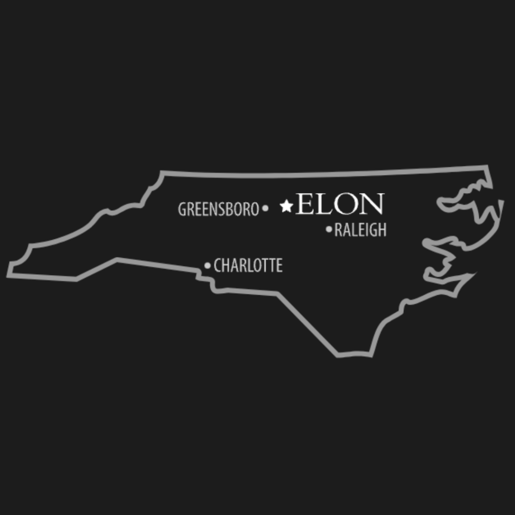 map showing Elon North Carolina for the Elon DPT program location