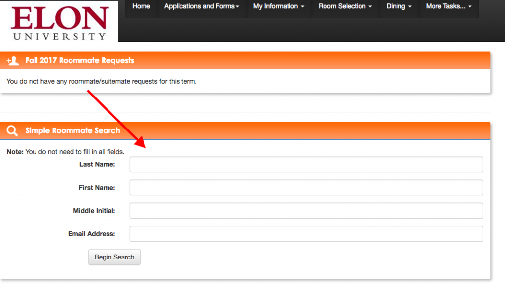 Elon University / Residence Life / Match with Roommates