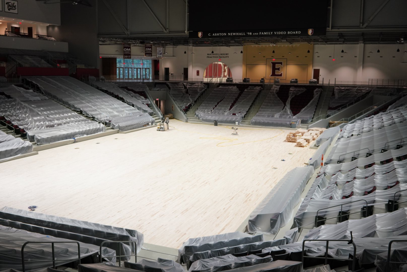 Schar Center update: Floor installed in main arena | Today at Elon ...