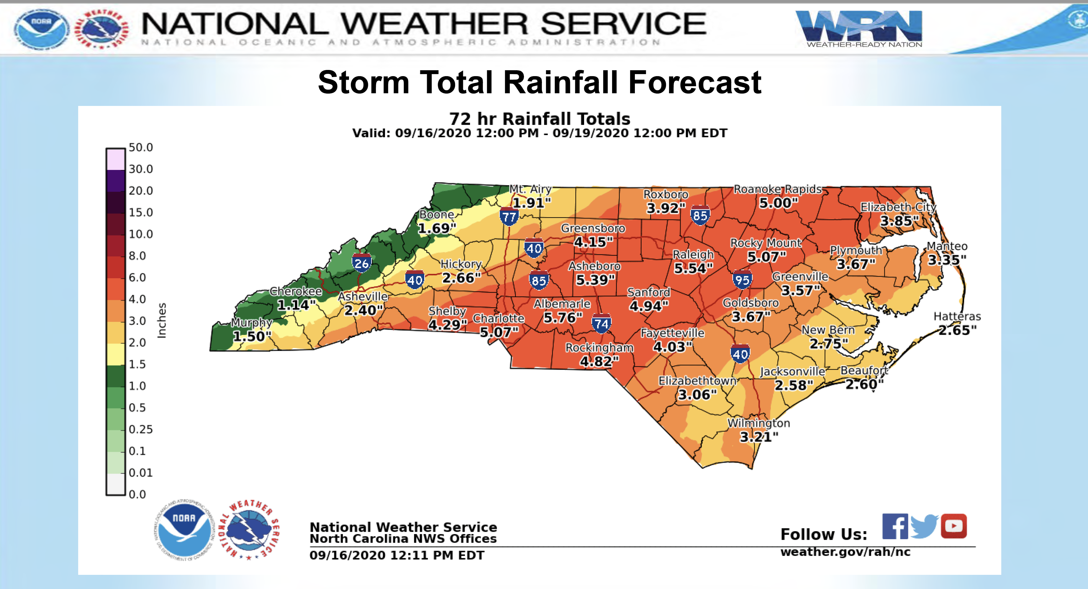 National Weather Service rainfall map