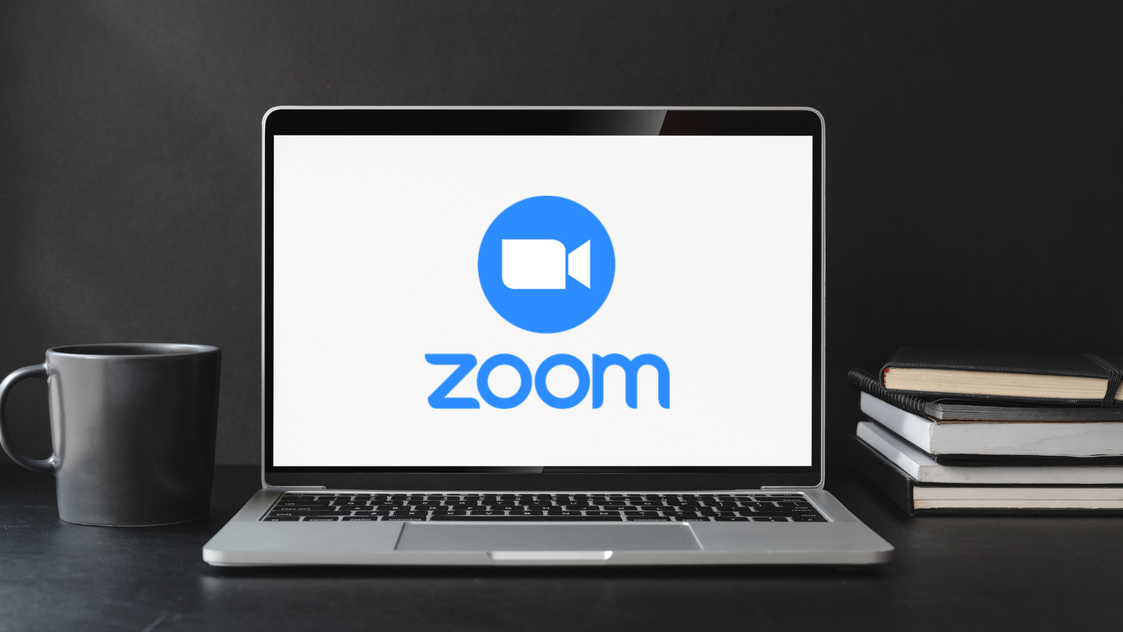 Laptop with Zoom logo on screen