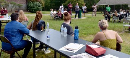 Elon students and faculty met with community members at Burlington's Mayco Bigelow Center in September to launch this semester's oral history projects.