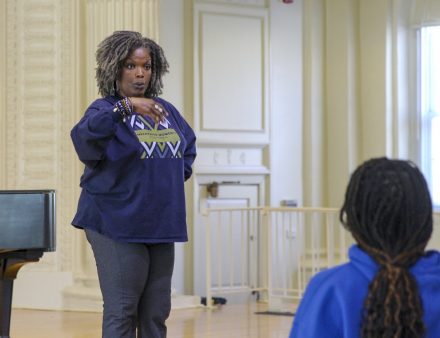 International opera star Angela Brown rehearses with Elon students March 1 in preparation for her show, "Opera ... From a Sistah's Point of View."