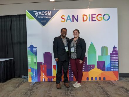 Dr. Srikant Vallabhajosula and Physical Therapy student and co-researcher Stacey Walton attend the American College of Sports Medicine in San Diego, CA.