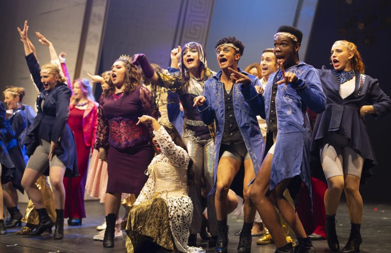 Cast singing during the performance of Head Over Heels