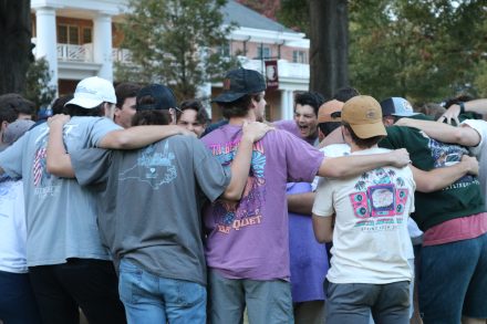 Zeta Beta Tau brothers get excited for field day tug-of-war