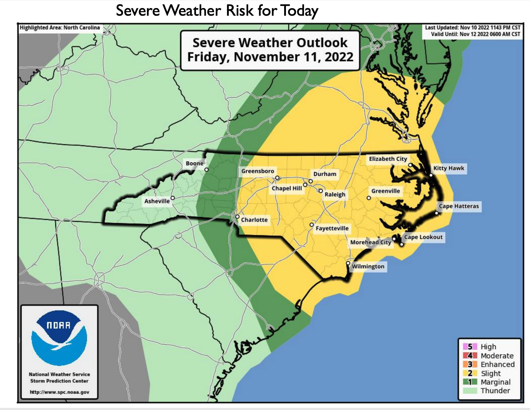 Graphic of severe weather risk in N.C.
