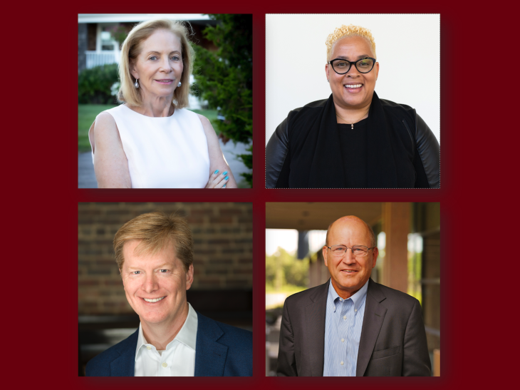 New Elon trustees, clockwise from top left, are Patricia Chadwick, Kelli Palmer, Lee Williams and John Replogle