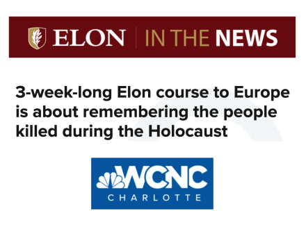 Elon in the News logo with headline from WCNC