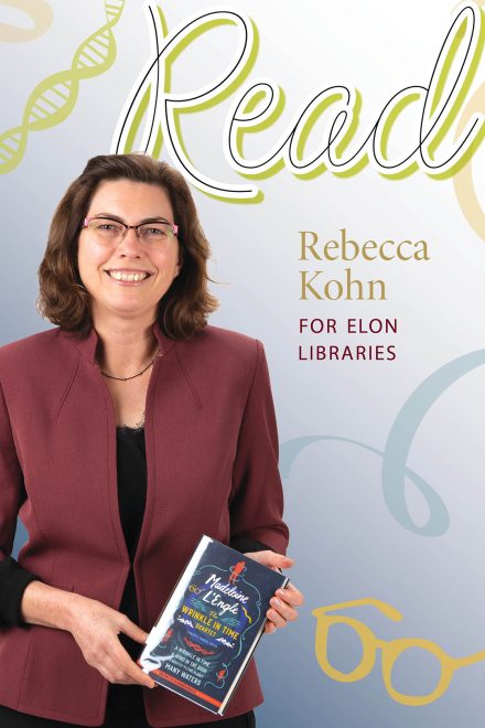 Provost Rebecca Kohn holding her favorite book for READ campaign. 