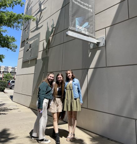First-year students Abi Colburn, Brooke Gustafson and Tea Jones at the Charlotte Ballet.