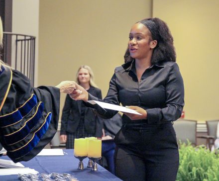 Kiara Hunter '23 inducted into Phi Kappa Phi in McKinnon Hall