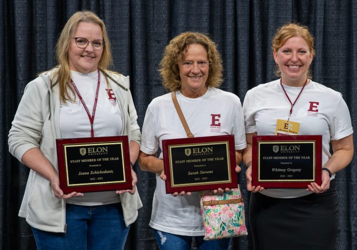 Staff members of the year for 2023 were, from left, Jeana Schickedantz, Sarah Stevens and Whitney Gregory