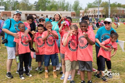 Children from the Special Olympics at Elon University for the spring games in April 2023.