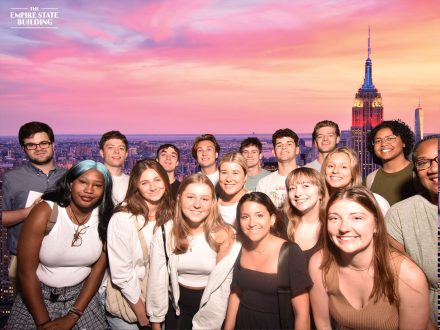 Students at the empire State Building tour