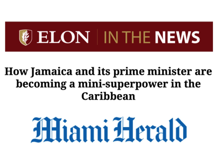 Elon in the News logo with Miami Herald logo and headline