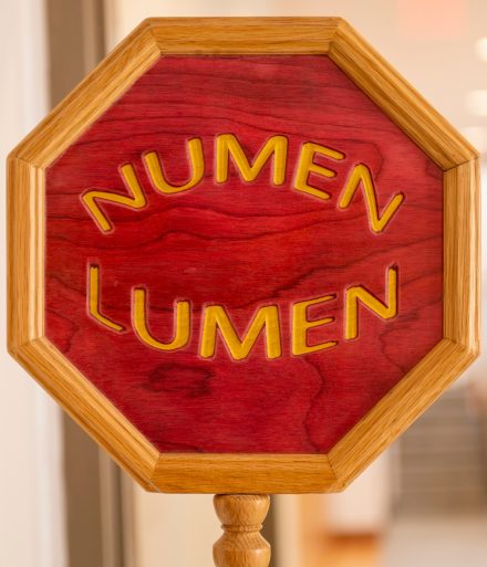 Numen Lumen sign in the Sacred Space.
