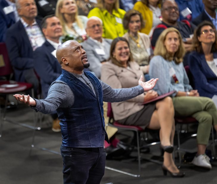 Daymond John, founder and CEO of celebrated global lifestyle brand FUBU, star of ABC’s Shark Tank and CEO of The Shark Group consulting agency, delivers the Fall Convocation address during Family Weekend on Friday, Sept. 29 at 3:30 p.m. in the Schar Center, on the campus of Elon University.