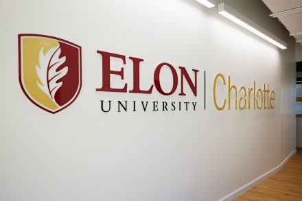 Elon University in Charlotte interior sign