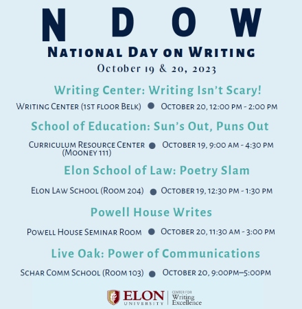 Flyer advertising National Day on Writing Events