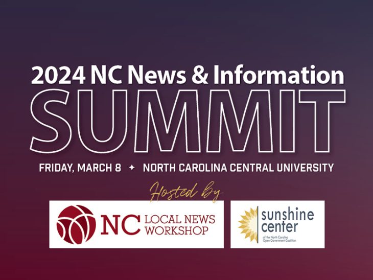 The 2024 North Carolina Local News & Information Summit will take place at North Carolina Central University on Friday, March 8, 2024.