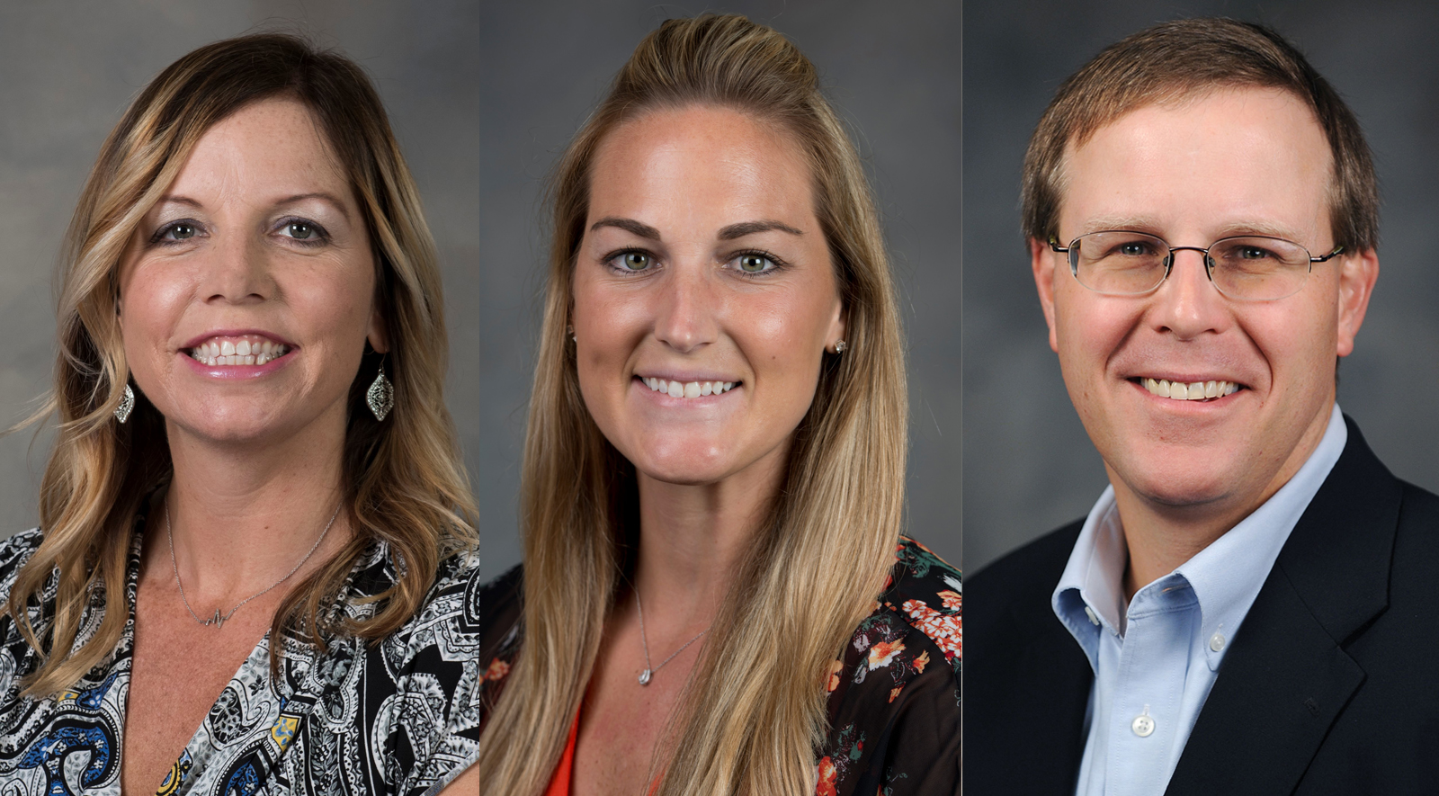 A composite of three Sport Management faculty members' headshots.
