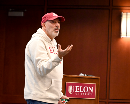 George Pastidis speaking at Elon University