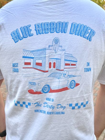 A T-shirt highlighting Blue Ribbon Diner.