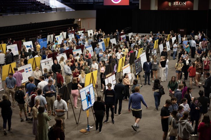 Elon held the 31st annual Spring Undergraduate Research Forum (SURF) on Tuesday, April 30, in Alumni Gym and locations across campus. SURF Day saw more than 300 poster and oral presentations by students in a wide range of disciplines.