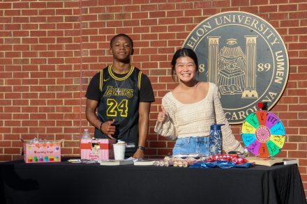 Students manning a station during the API Heritage Month kickoff on Wednesday, April 3. 