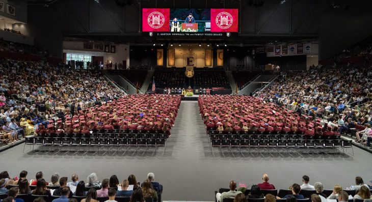 The view inside Schar Center for Undergraduate Commencement on Friday, May 19, 2023.