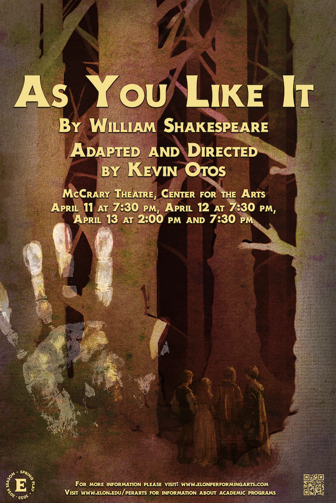 As You Like It promotional poster with details about the performances