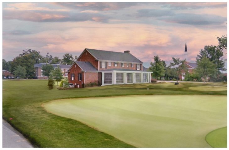 A rendering of the expanded golf facility on South Campus. Holland House will become a clubhouse for the men's and women's golf teams.