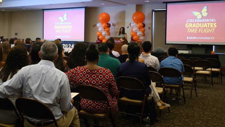 Nineteen Latinx/Hispanic seniors and their families came together on May 23 to celebrate their roots and thank those who supported them at Elon as part of “¡Celebremos!: Graduates Take Flight.”