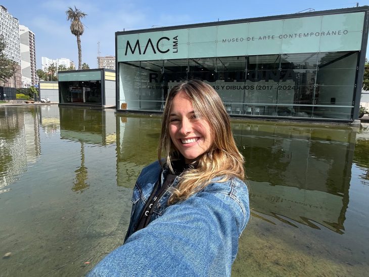 Andrea Baca in front of Museum of Contemporary Art