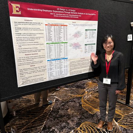 Qian Xu of Elon University at AJEMC poster presentation