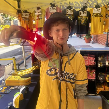 Scott Katz with Bananas merchandise