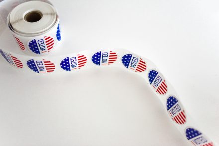 A string of I Voted stickers