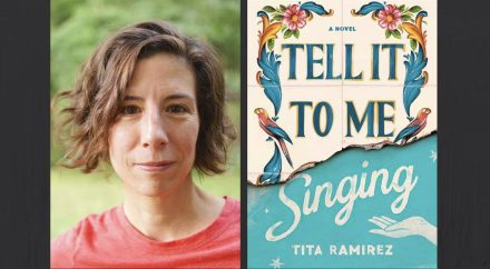 portrait of Tita Ramirez and the book cover of Tell It To Me Singing