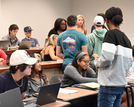 Students enjoying a class with a new LSB professor