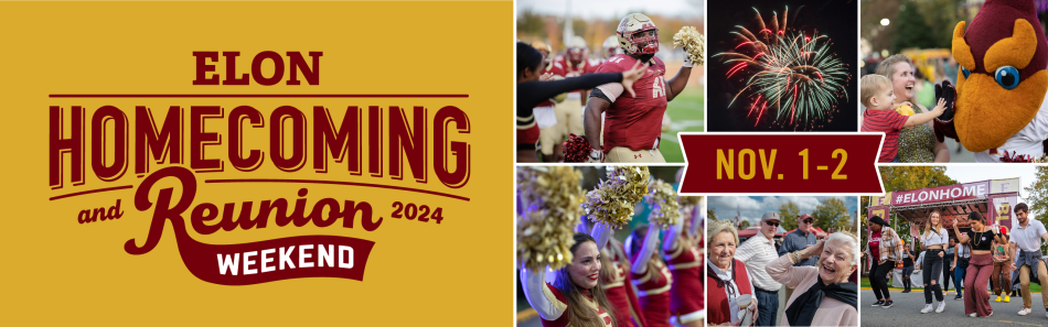 Elon Homecoming mark with photos from past homeomcing celebrations