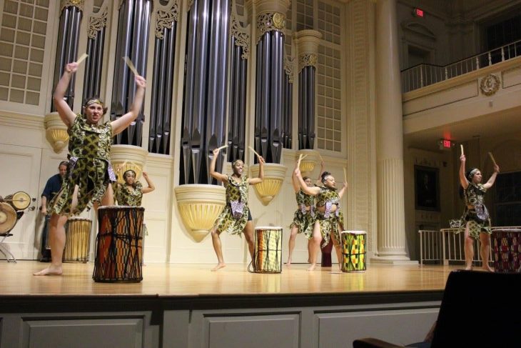 Danielle Biggs dancing at Whitley Hall with other dancers