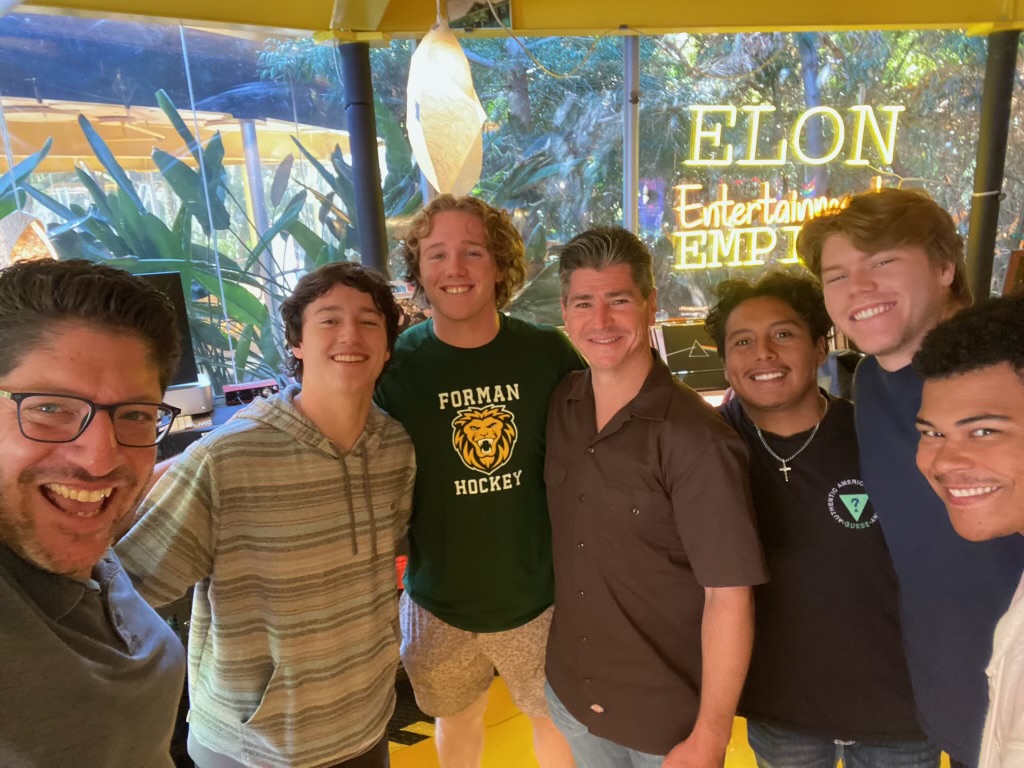 Actor Michael Fishman (pictured center) visited with Professor Mitch Messinger's Entertainment PR class this week at Elon University Los Angeles. (Photo credit: Mitch Messinger)